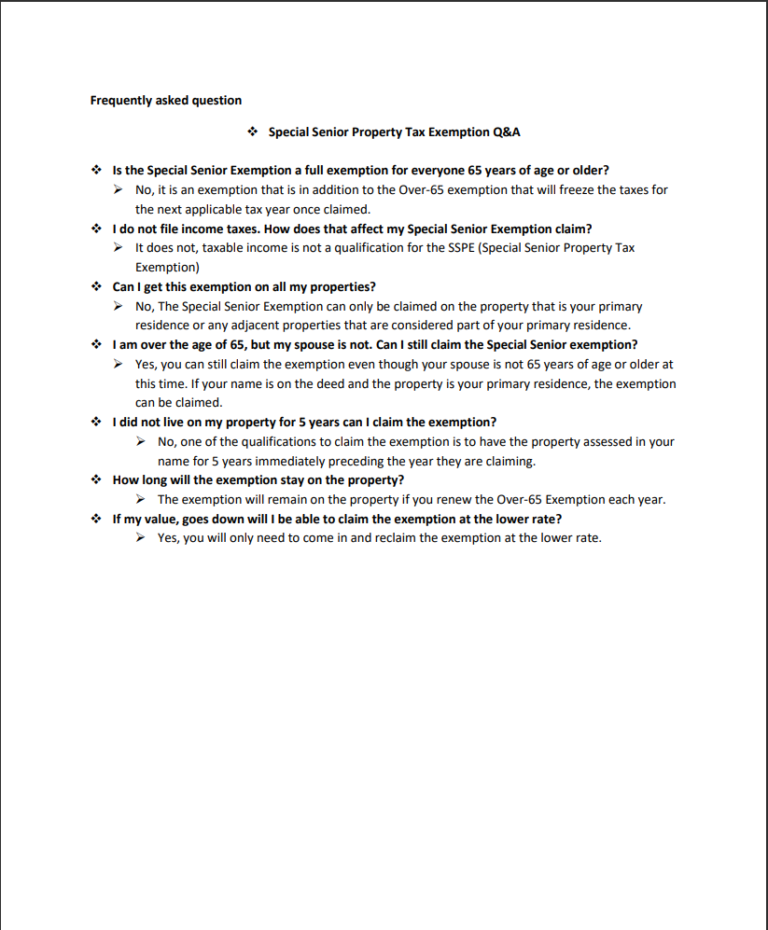 Special Senior Property Tax Exemption for Jefferson County Dent Moses